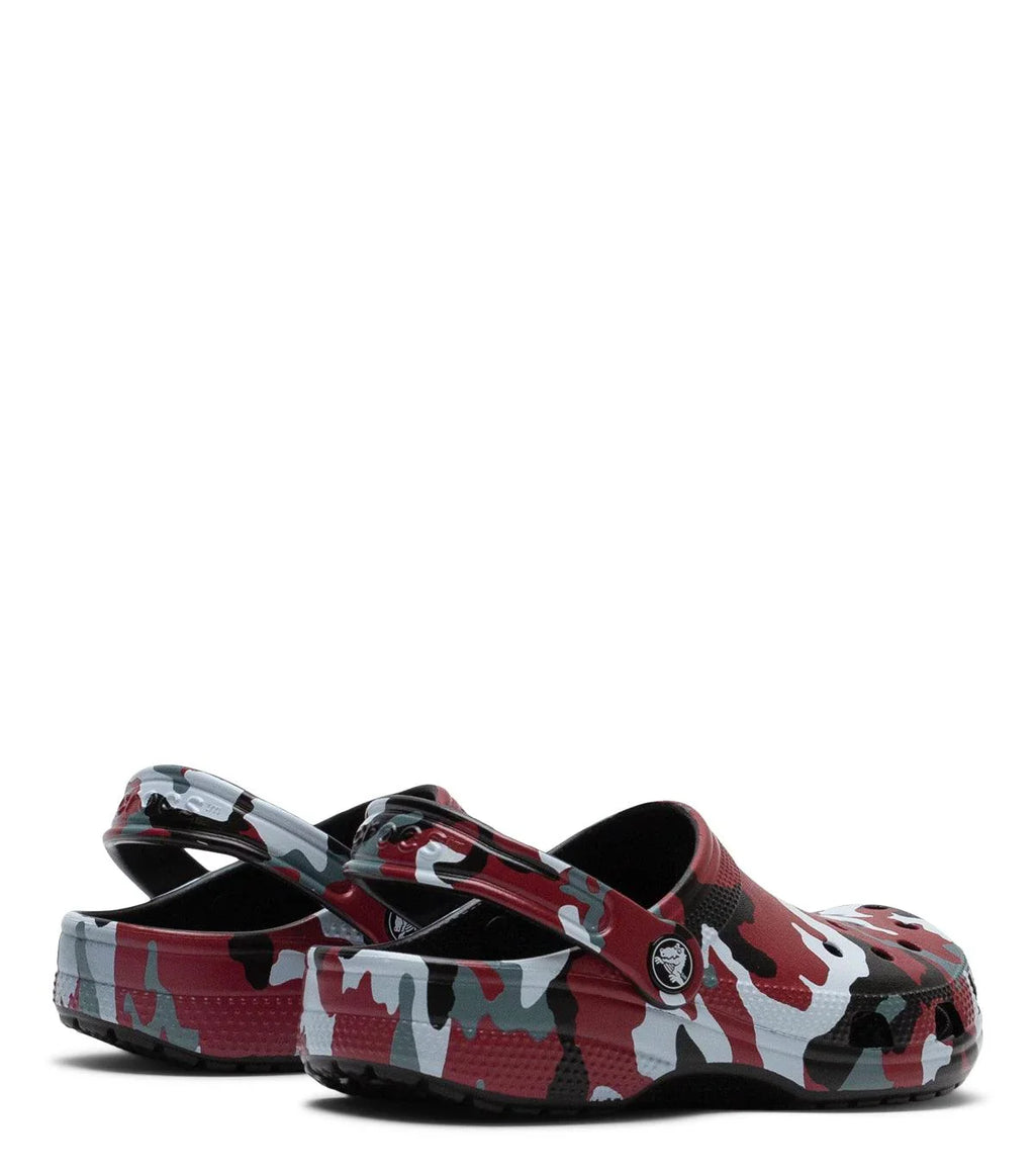 Crocs Classic Camo Clog Kid's Black Red | SOMEWHERE