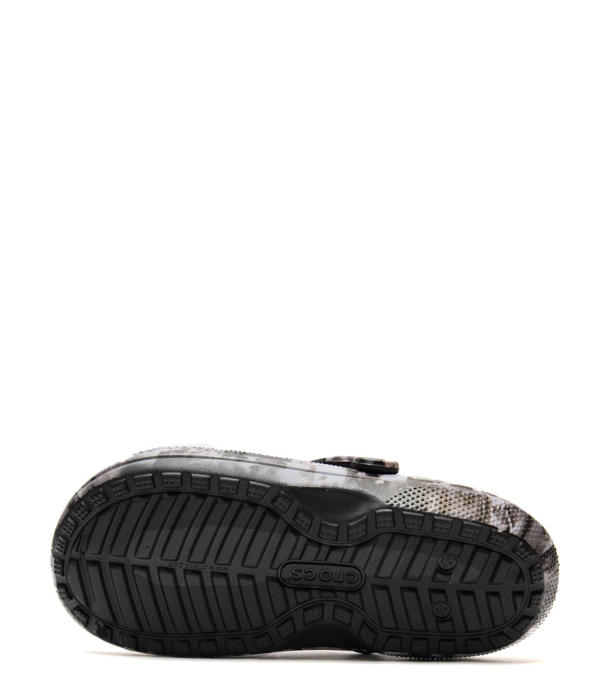 Crocs Classic Lined Bleach Dye Clog Black | SOMEWHERE