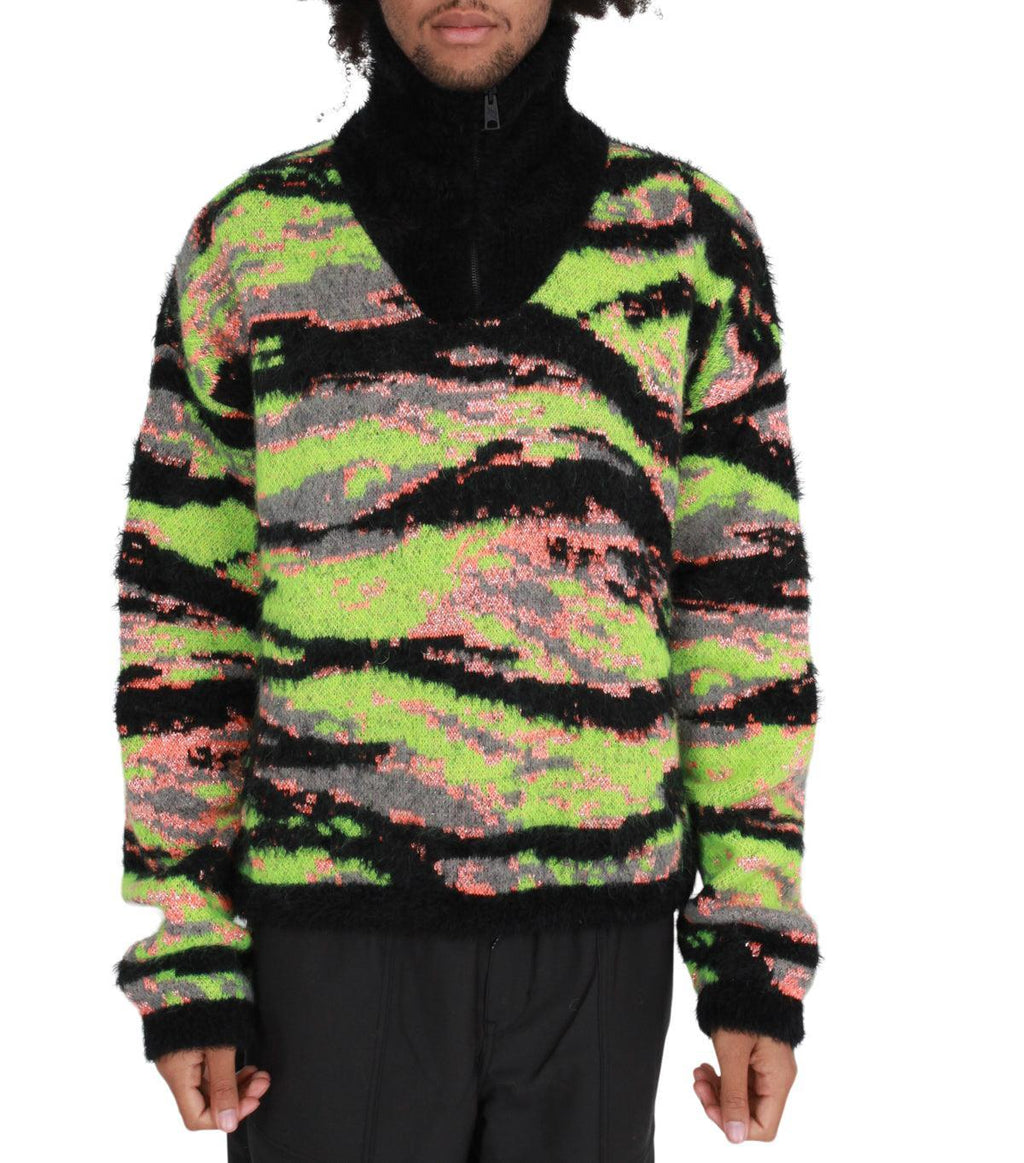 ERL Jacquard Tiger Sweater Green | SOMEWHERE