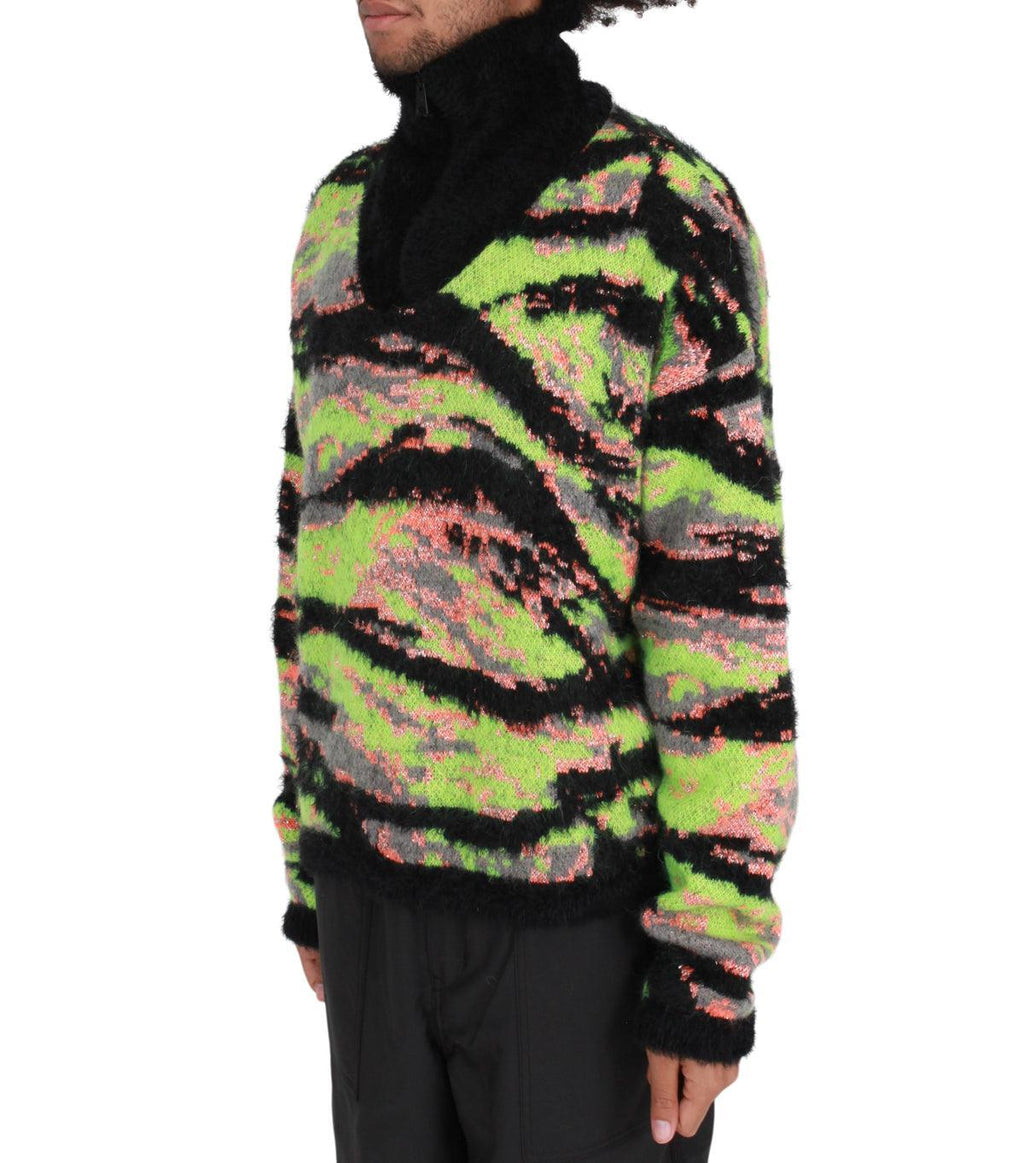 ERL Jacquard Tiger Sweater Green | SOMEWHERE