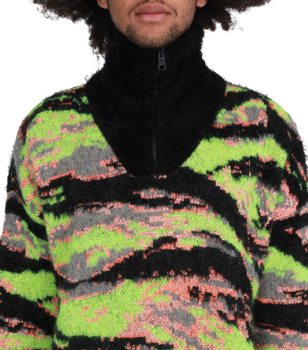 ERL Jacquard Tiger Sweater Green | SOMEWHERE