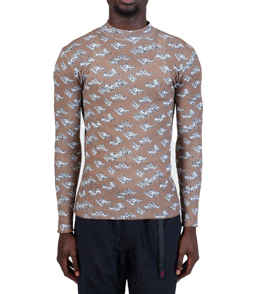 ERL Printed Waffle Long Sleeve T-Shirt Brown