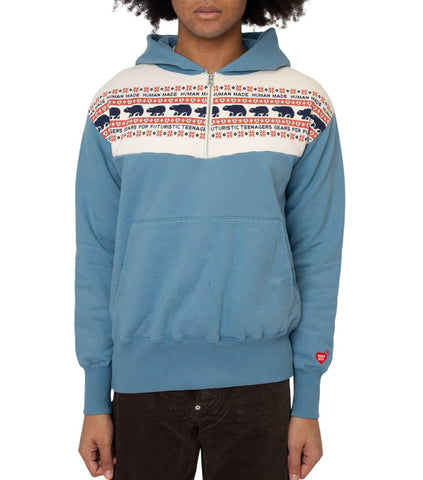 Human Made Half Zip Hoodie Blue