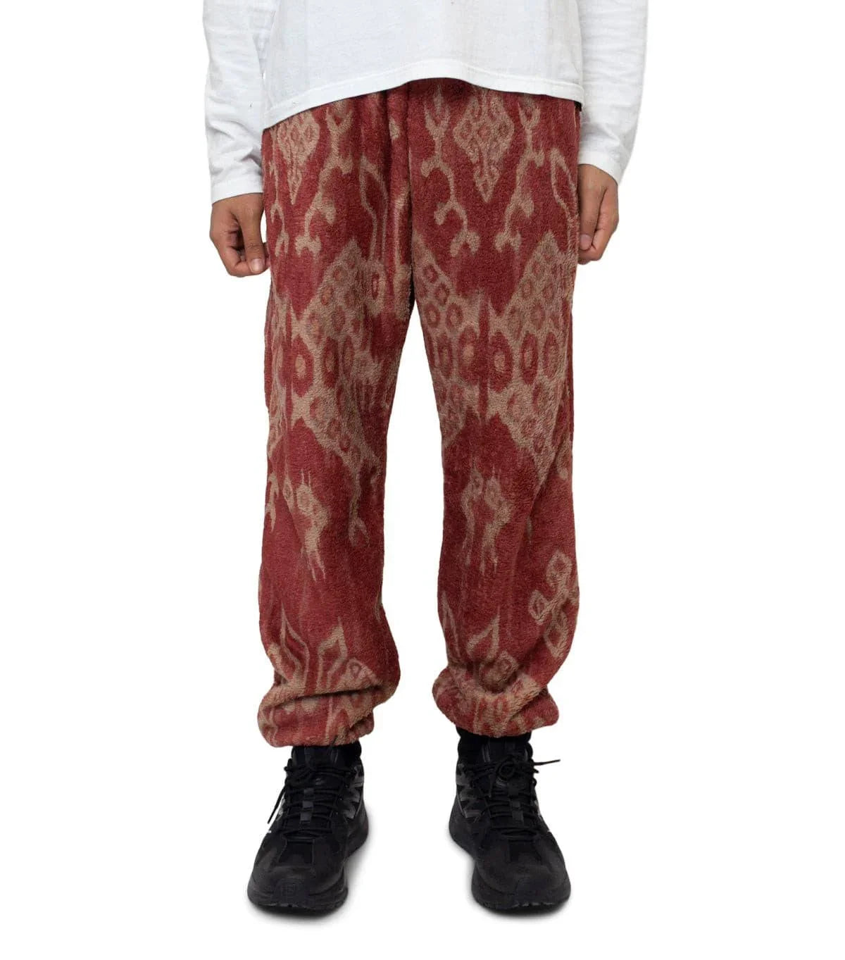 Kapital Java Kasuri Fleece Easy Pants Red | SOMEWHERE