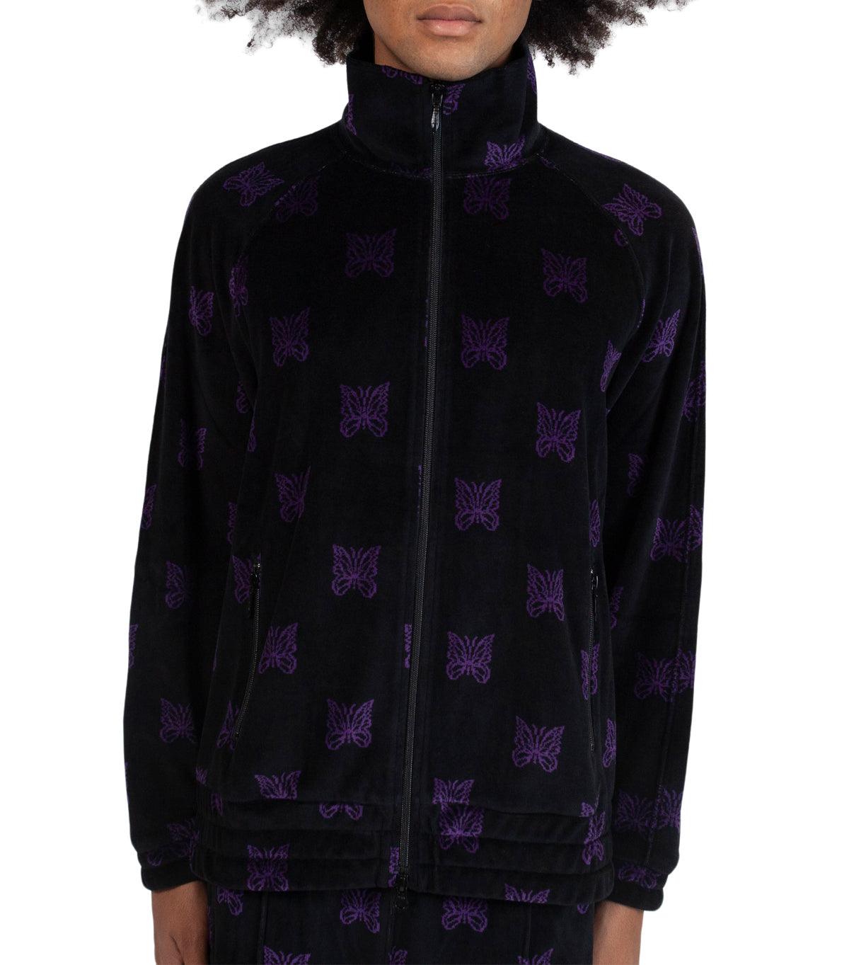 Needles Papillon Velour Track Jacket Black Purple | SOMEWHERE