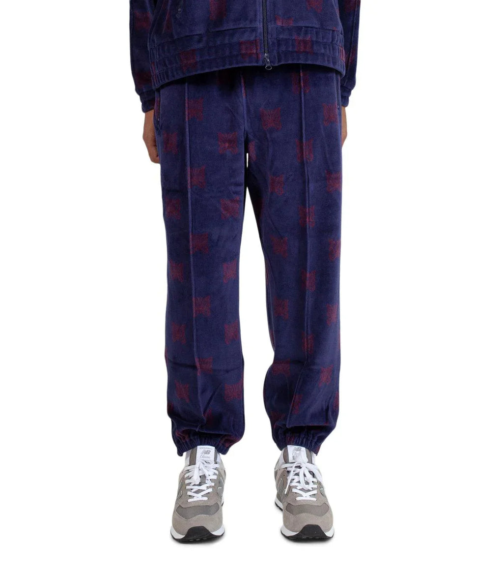 Needles Papillon Velour Zipped Track Pants Navy Bordeaux | SOMEWHERE