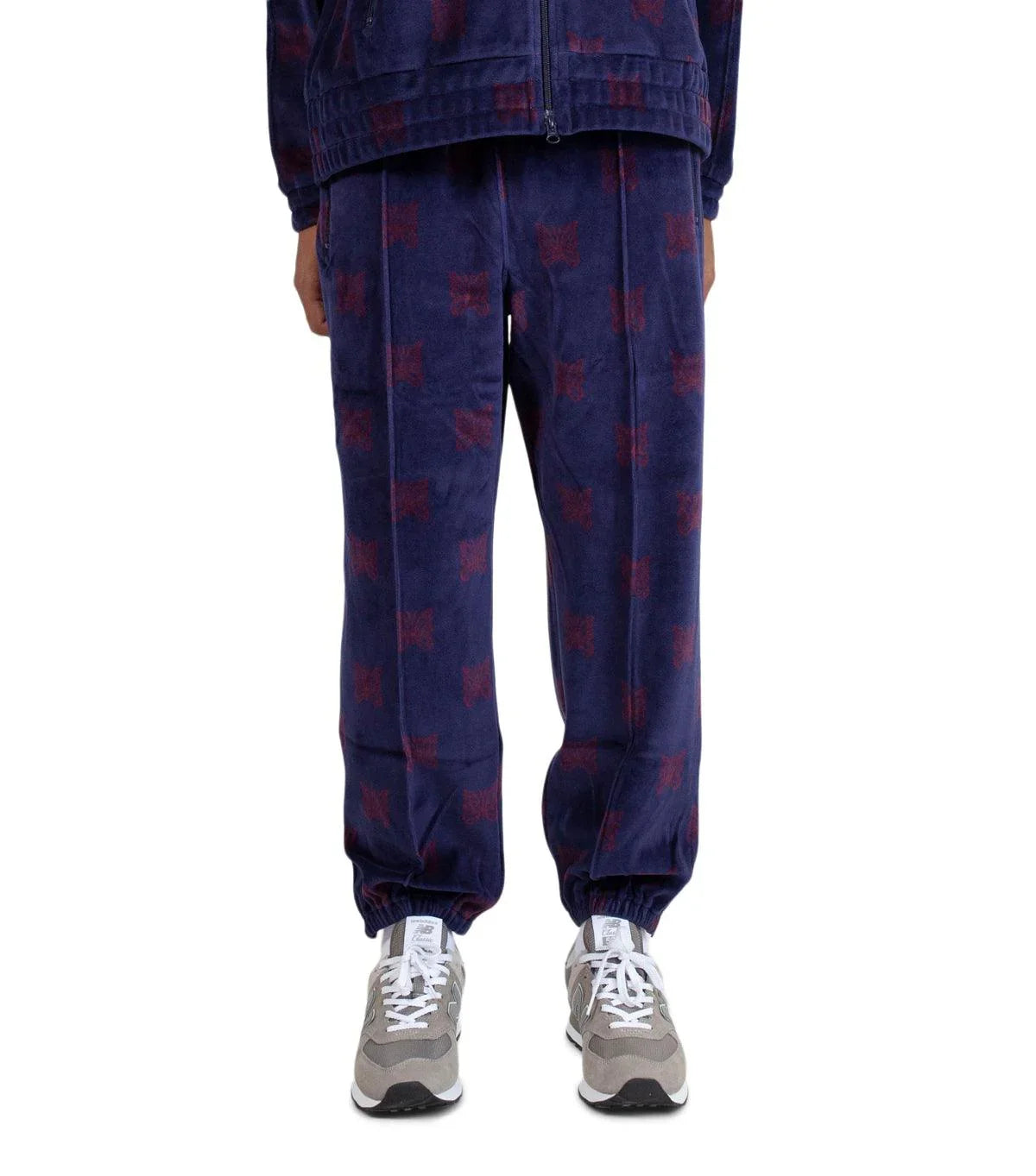 Needles Papillon Velour Zipped Track Pants Navy Bordeaux | SOMEWHERE
