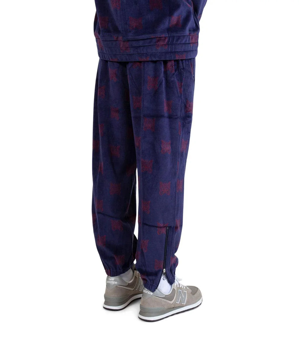 Needles Papillon Velour Zipped Track Pants Navy Bordeaux | SOMEWHERE
