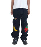 Sky High Farm Canvas Embroidered Workwear Pants Black | SOMEWHERE