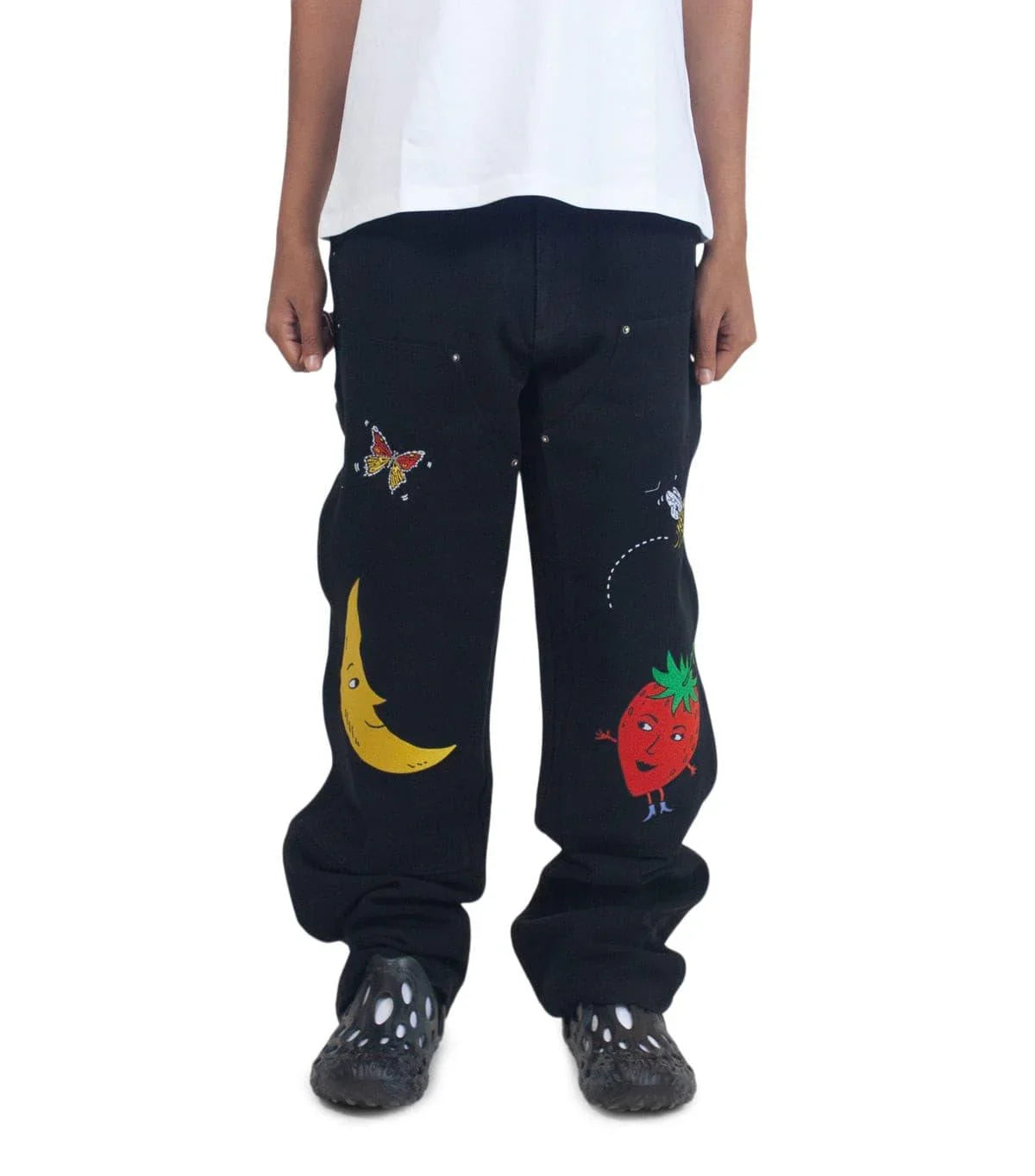 Sky High Farm Canvas Embroidered Workwear Pants Black | SOMEWHERE