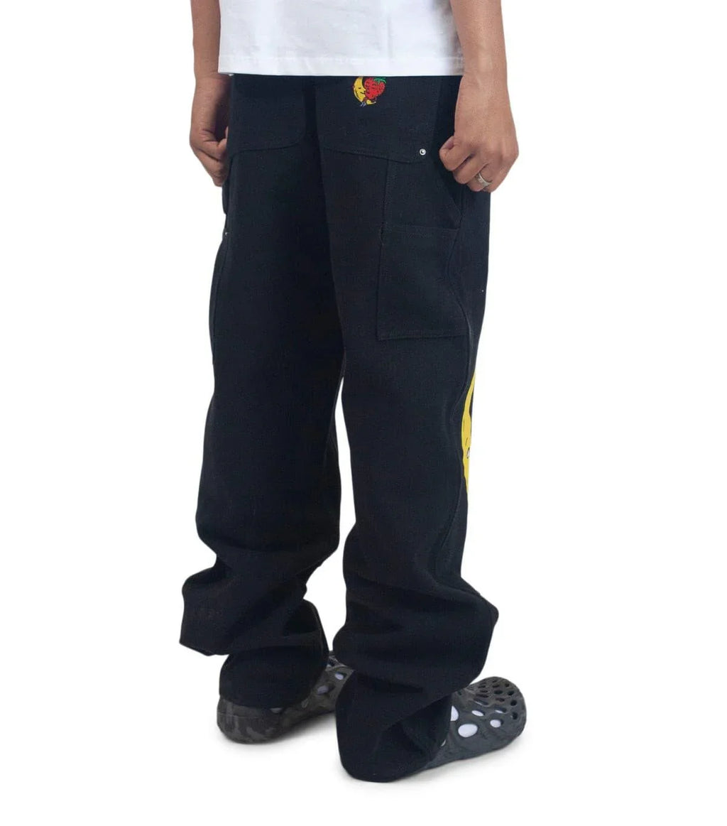 Sky High Farm Canvas Embroidered Workwear Pants Black | SOMEWHERE