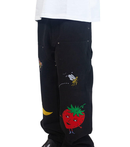 Sky High Farm Canvas Embroidered Workwear Pants Black | SOMEWHERE